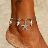 KISSWIFE Bohemian Starfish Stone Anklets Set For Women Vintage Handmade Wave Anklet Bracelet on Leg Beach Ocean Jewelry 2018 New