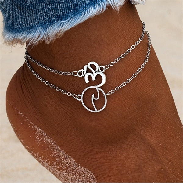 KISSWIFE Bohemian Starfish Stone Anklets Set For Women Vintage Handmade Wave Anklet Bracelet on Leg Beach Ocean Jewelry 2018 New