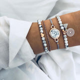 Crazy Feng 2018 Bohemian Marble Stone Beads Bracelet Set For Women Natural Stone Tassel Pendant Bangles Bracelet Femme Jewelry